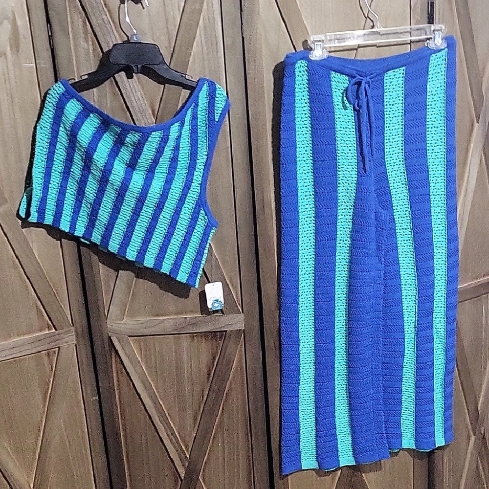 NWT Free People "Free-est" One Shoulder Top& Low And Loose Pants Womens Size Med